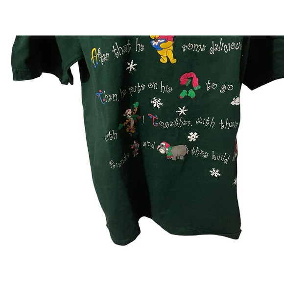 VTG Disney Winnie the Pooh Tigger Piglet Holiday Graphic T-Shirt Green Sz Large - Picture 12 of 14